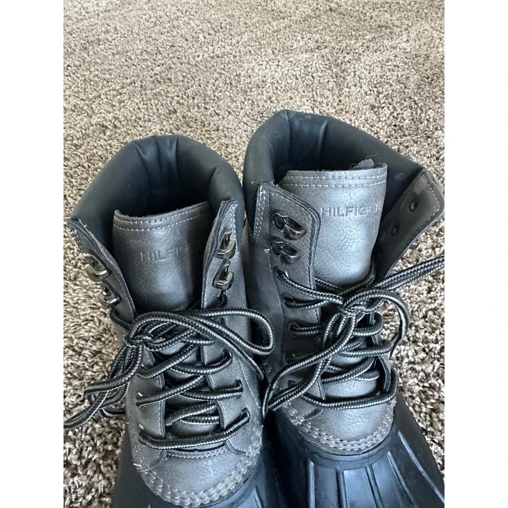 Tommy Hilfiger Colins Mens Grey Black Duck Boots Rain Snow Lace Up